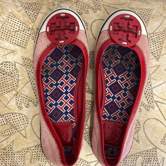 TORY BURCH Marine Chic Flats Red Navy Blue White Slip-on Shoes 7 1/2 Women’s 7.5 - Picture 4 of 9